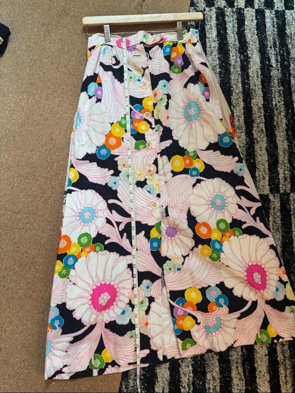 Vintage Floral Button-Front A-Line Skirt - Picture 11 of 11